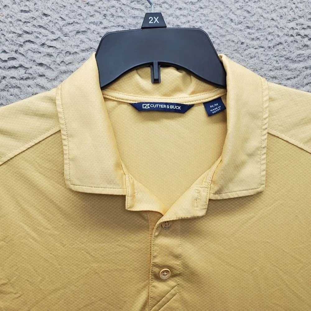 Cutter & Buck Golf Polo Shirt Men Medium Yellow Performance Short Sleeve Popover